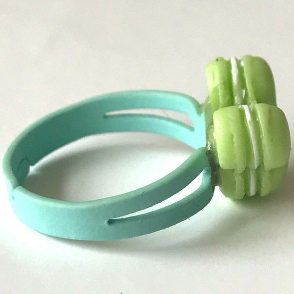 Disney Mickey Mouse Ears Ring Size 5 6 7 Macaroon Snacks Green Aqua - Picture 7 of 11